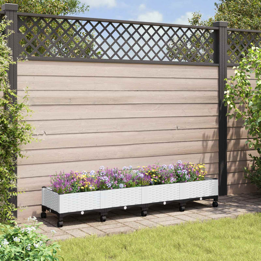 Tuinschaal met wielen Wit 160 x 40 x 33 cm PP
