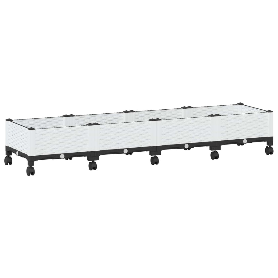 Tuinschaal met wielen Wit 160 x 40 x 33 cm PP