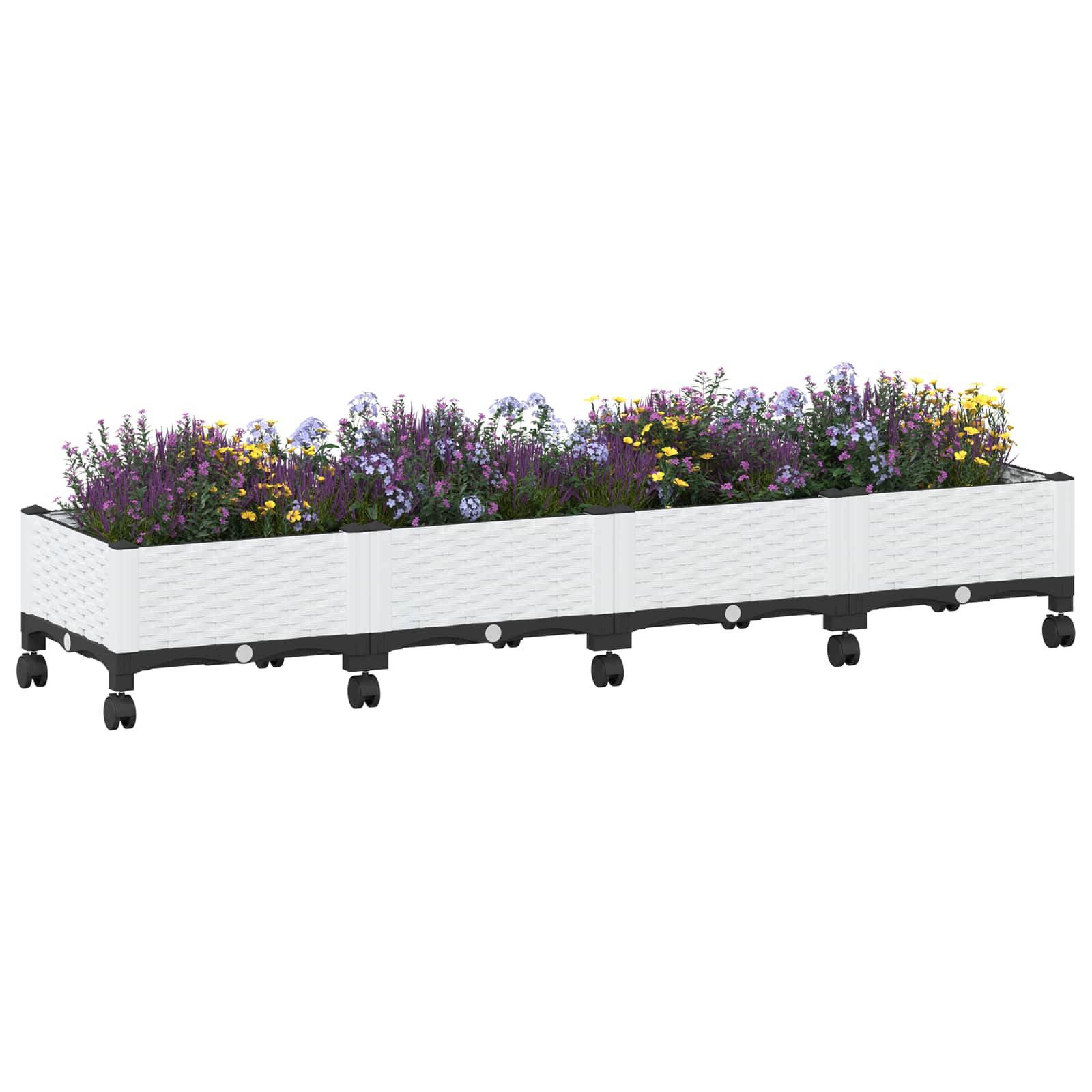 Tuinschaal met wielen Wit 160 x 40 x 33 cm PP