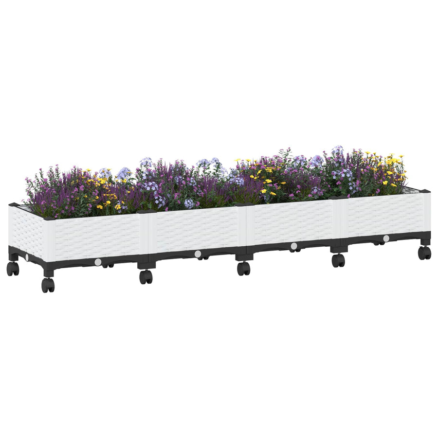 Tuinschaal met wielen Wit 160 x 40 x 33 cm PP