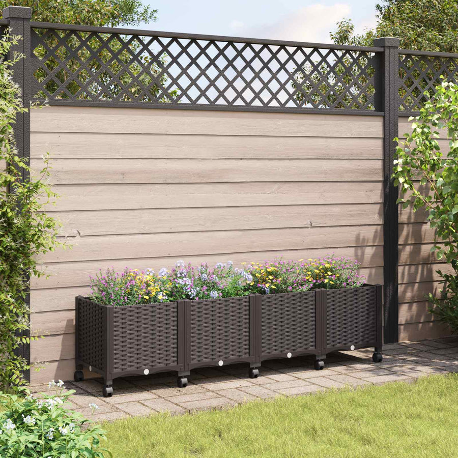 Tuinschaal met wielen Bruin 160 x 40 x 44 cm PP