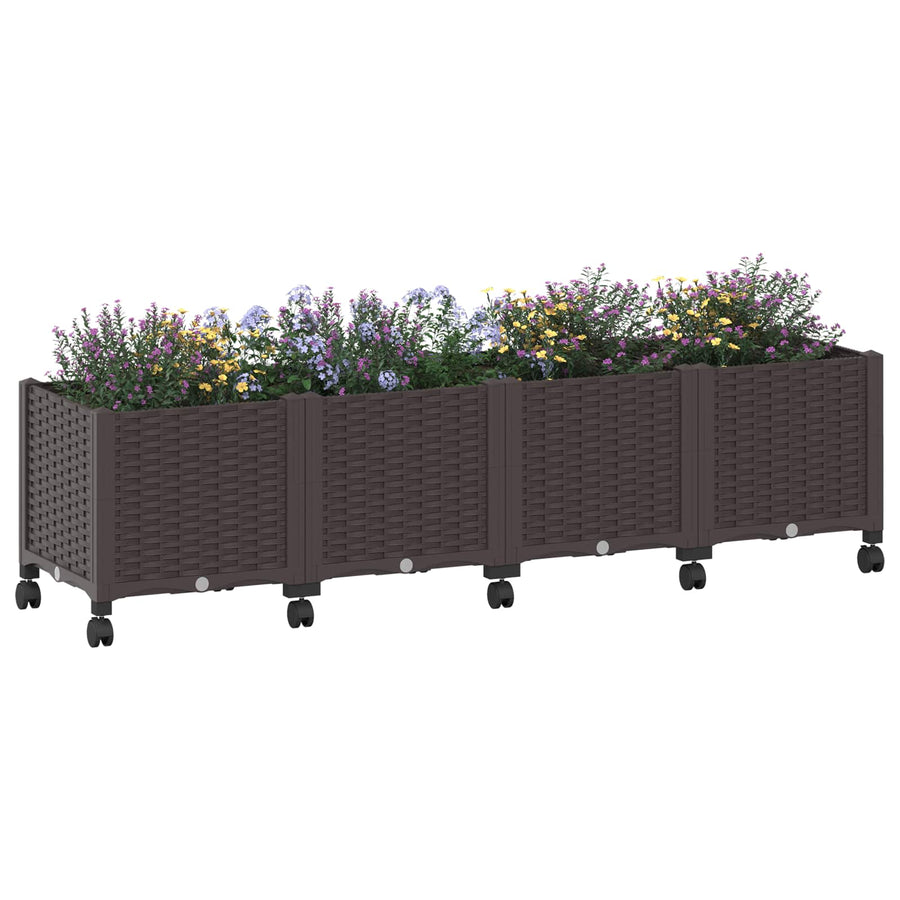 Tuinschaal met wielen Bruin 160 x 40 x 44 cm PP