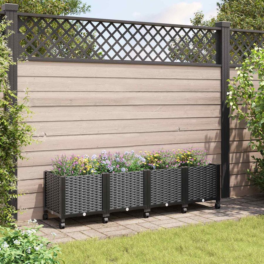 Tuinschaal met wielen Zwart 160 x 40 x 44 cm PP