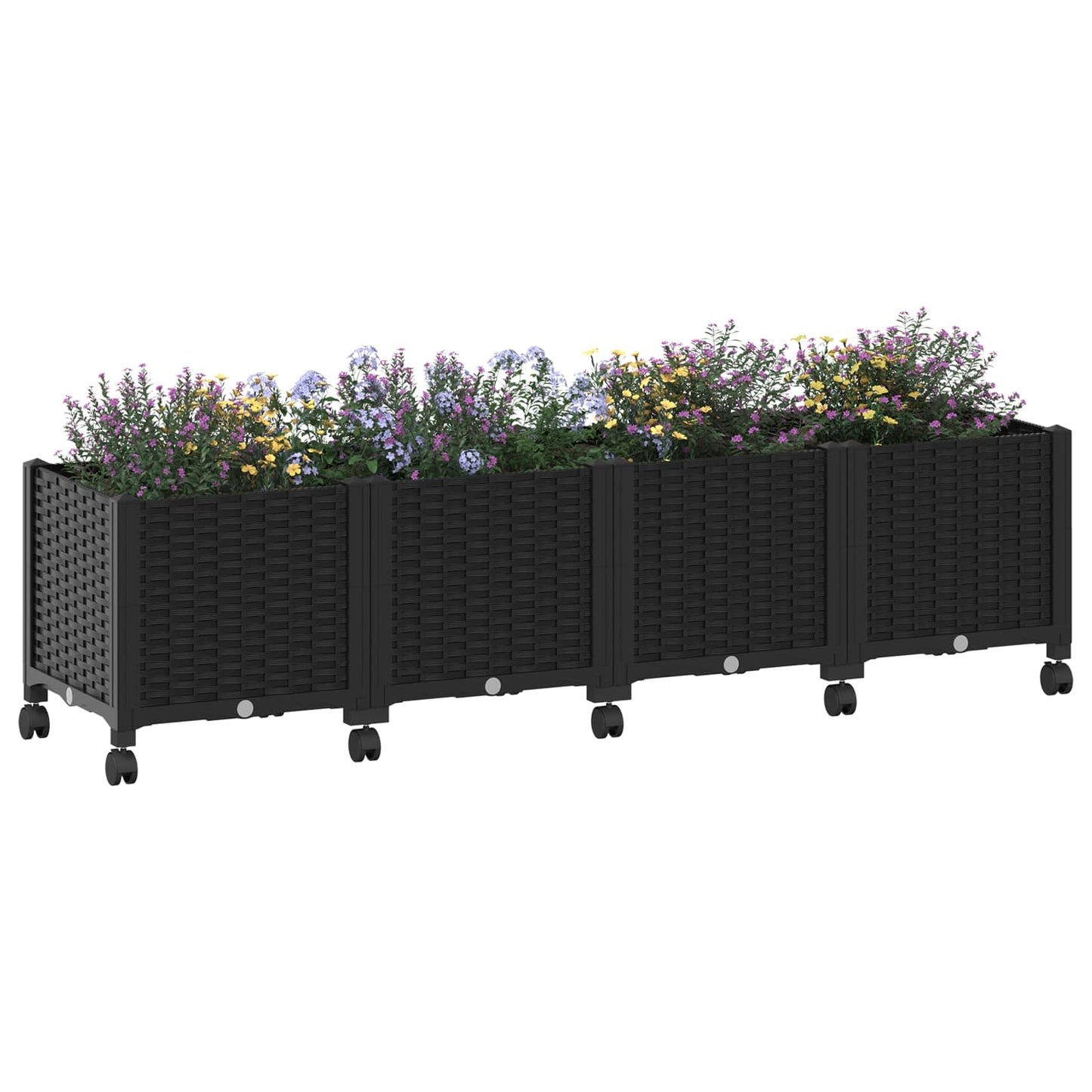 Tuinschaal met wielen Zwart 160 x 40 x 44 cm PP