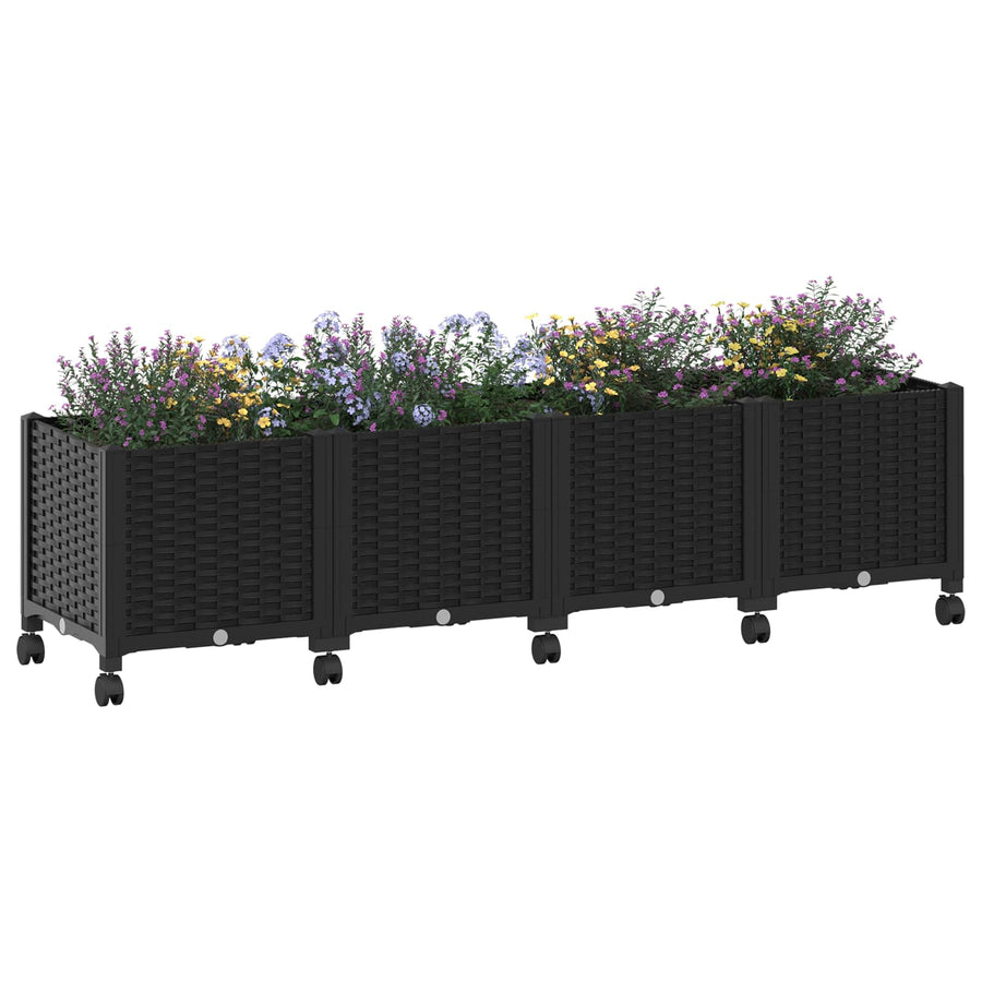 Tuinschaal met wielen Zwart 160 x 40 x 44 cm PP