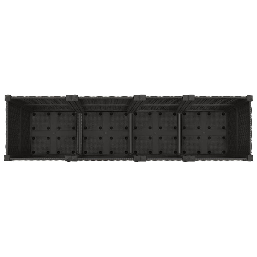 Tuinschaal met wielen Zwart 160 x 40 x 44 cm PP