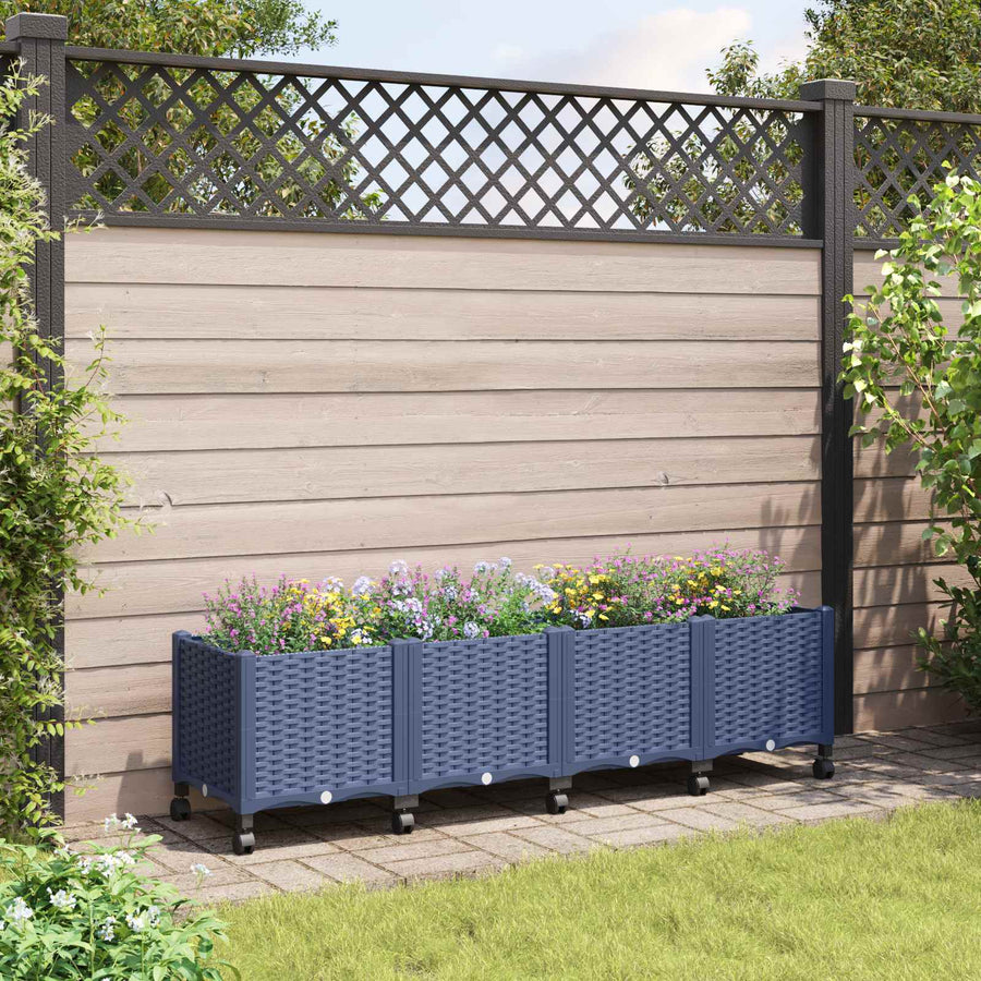 Tuinschaal met wielen Blauw Grijs 160 x 40 x 48 cm PP