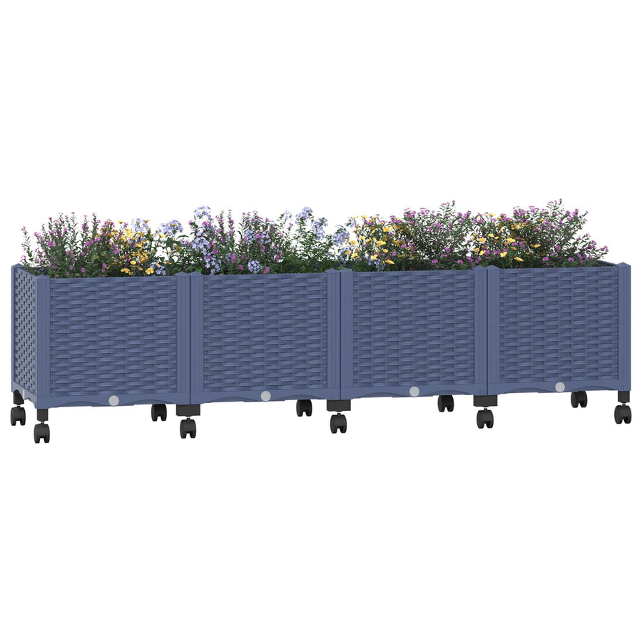 Tuinschaal met wielen Blauw Grijs 160 x 40 x 48 cm PP