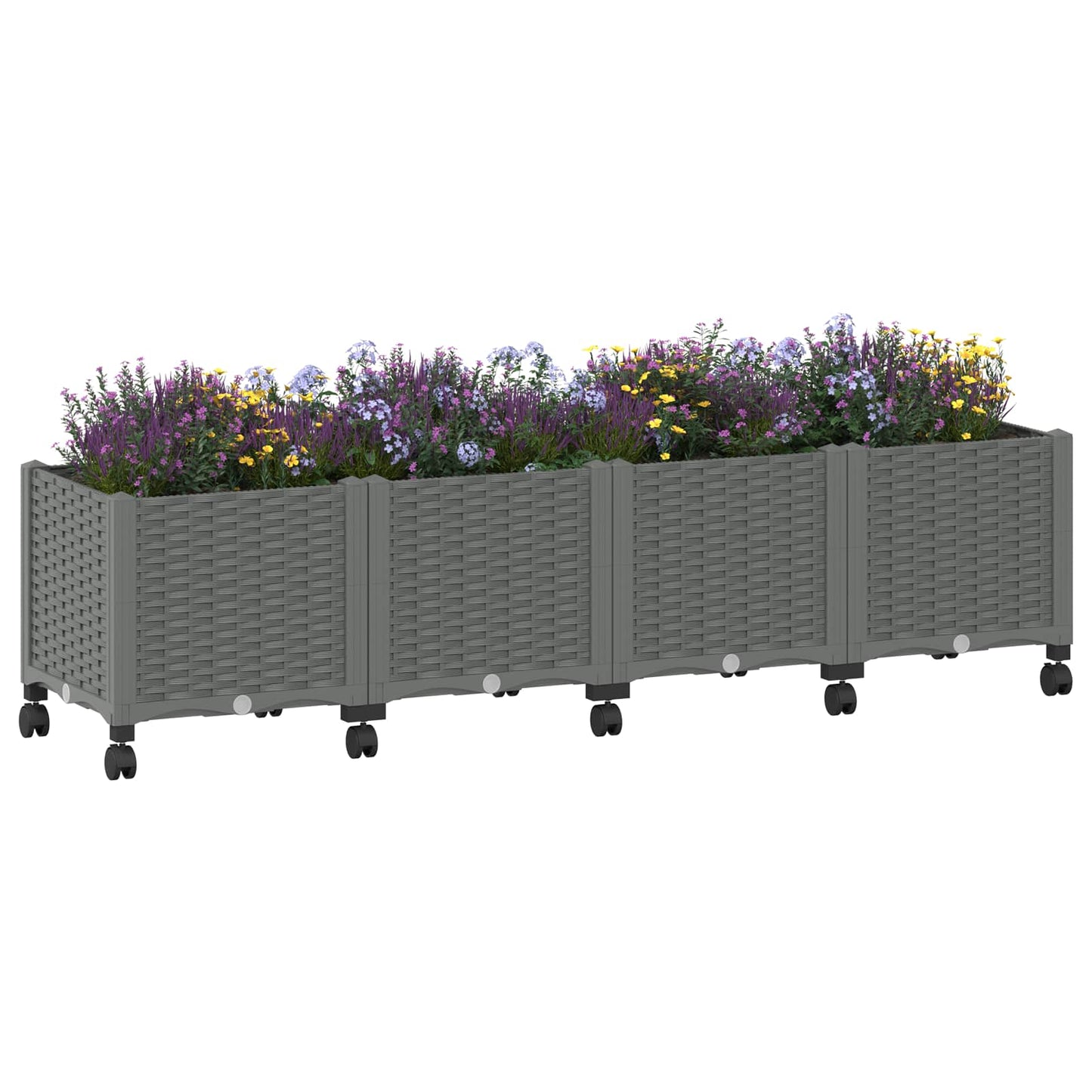 Tuinschaal met wielen Lichtgrijs 160 x 40 x 48 cm PP