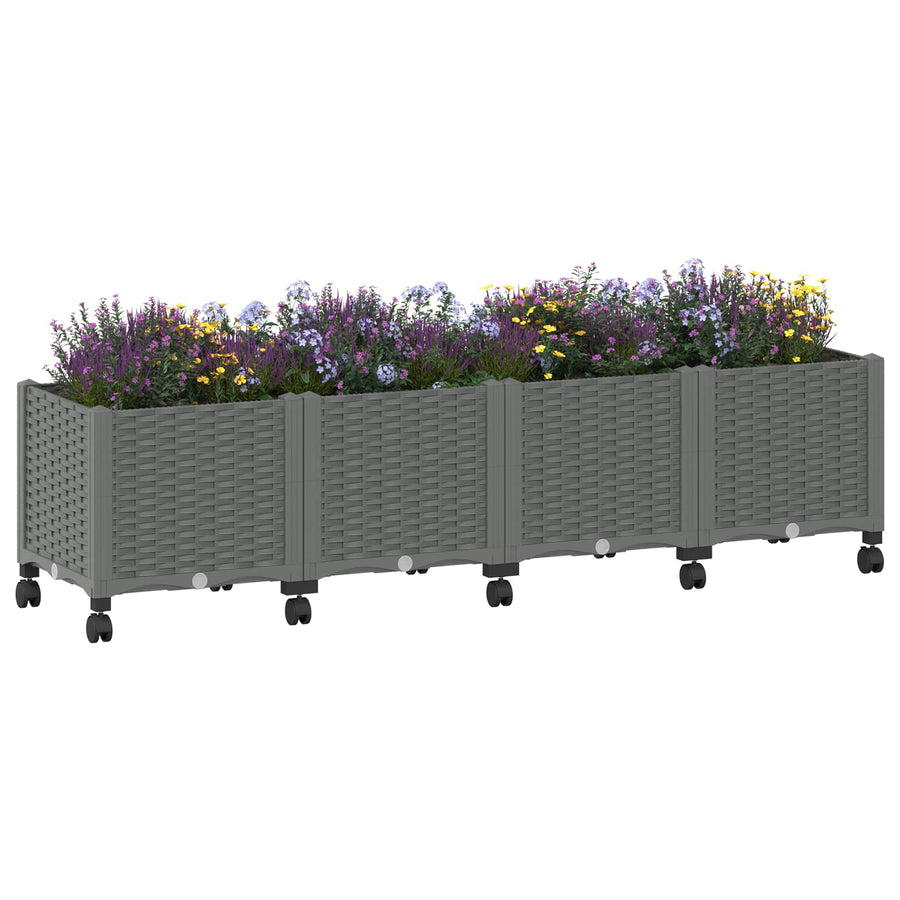 Tuinschaal met wielen Lichtgrijs 160 x 40 x 48 cm PP