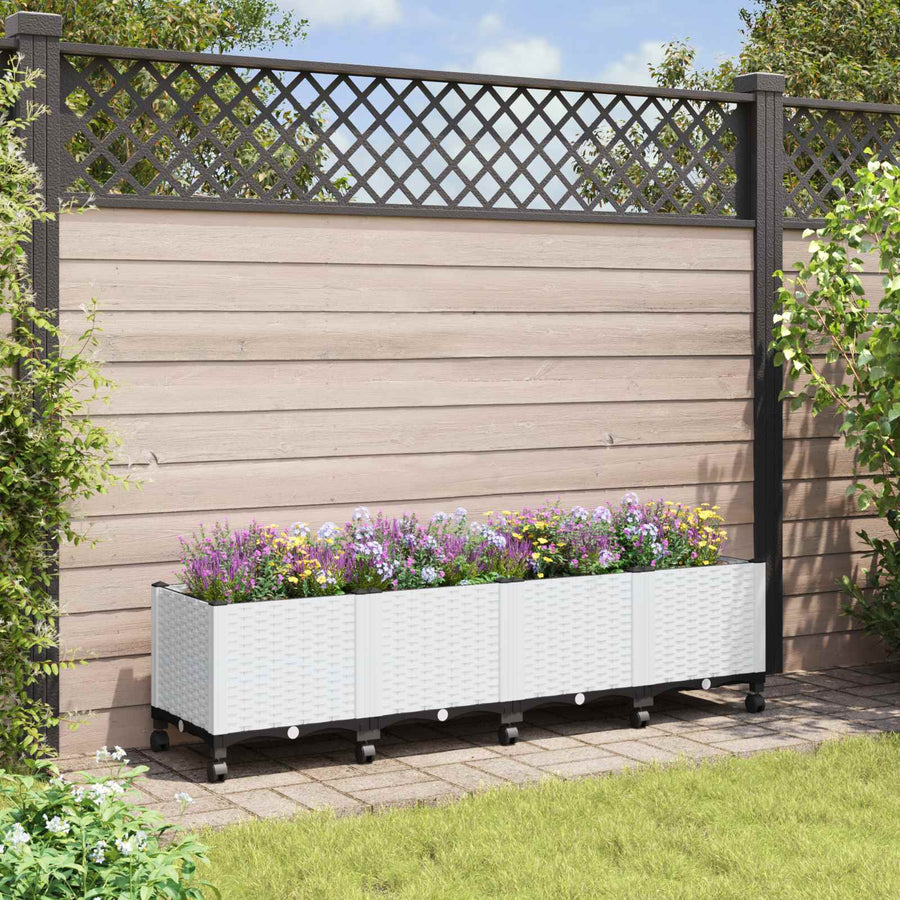 Tuinschaal met wielen Wit 160 x 40 x 48 cm PP