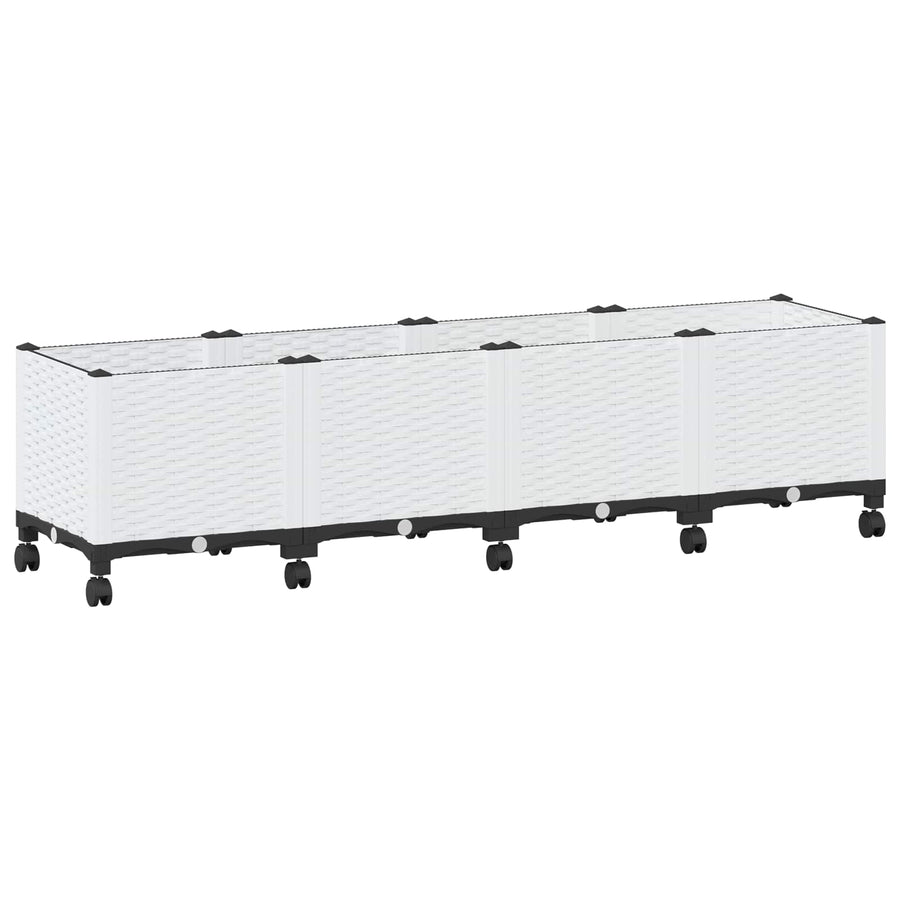 Tuinschaal met wielen Wit 160 x 40 x 48 cm PP