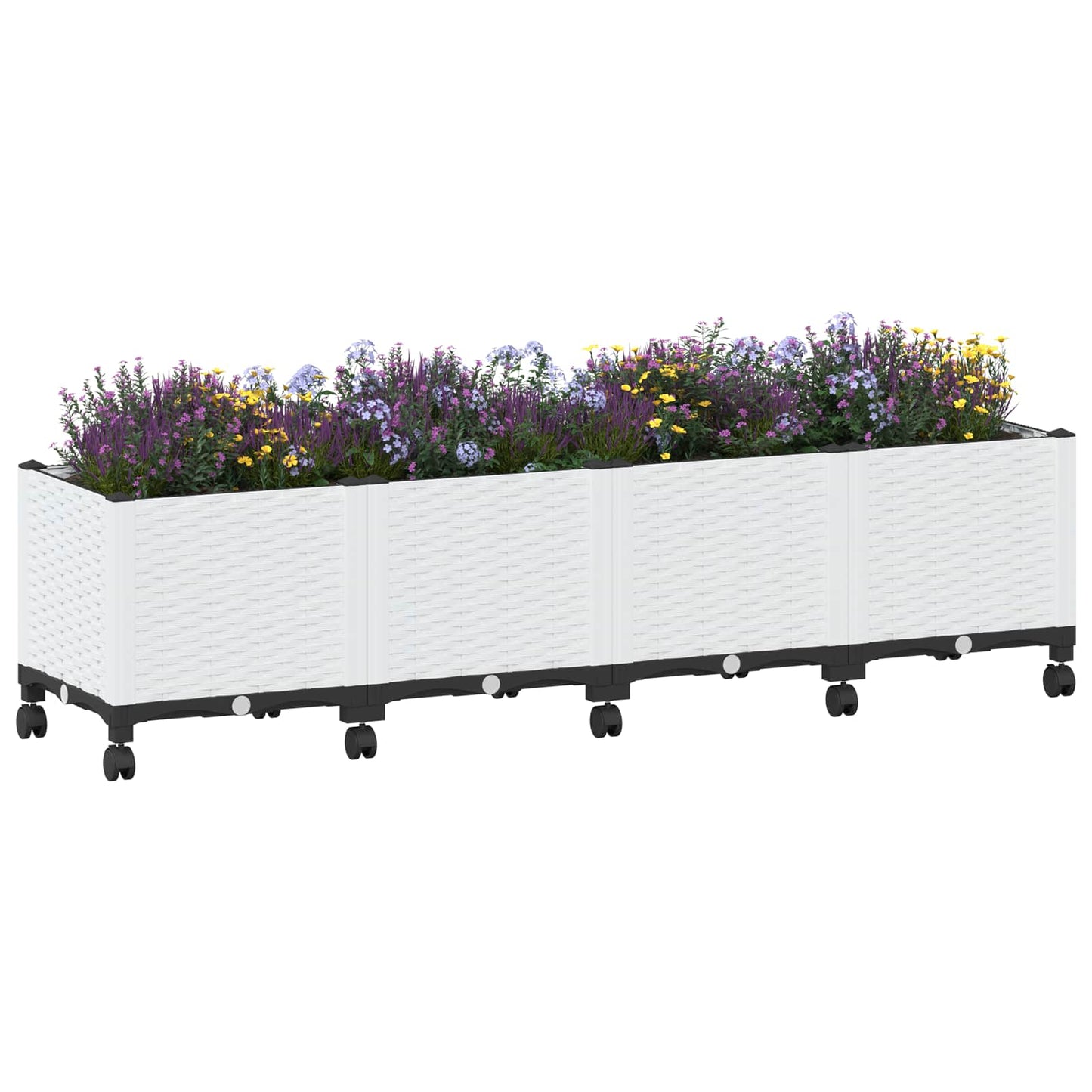 Tuinschaal met wielen Wit 160 x 40 x 48 cm PP