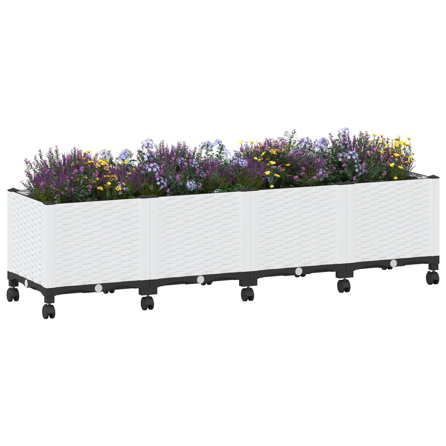 Tuinschaal met wielen Wit 160 x 40 x 48 cm PP