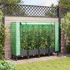 Tuinplantenbak met Kasbedekking en Wielen 4 st Bruin PP