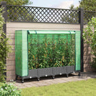 Tuinplantenbak met Kasbedekking en Wielen 4 st Lichtgrijs PP
