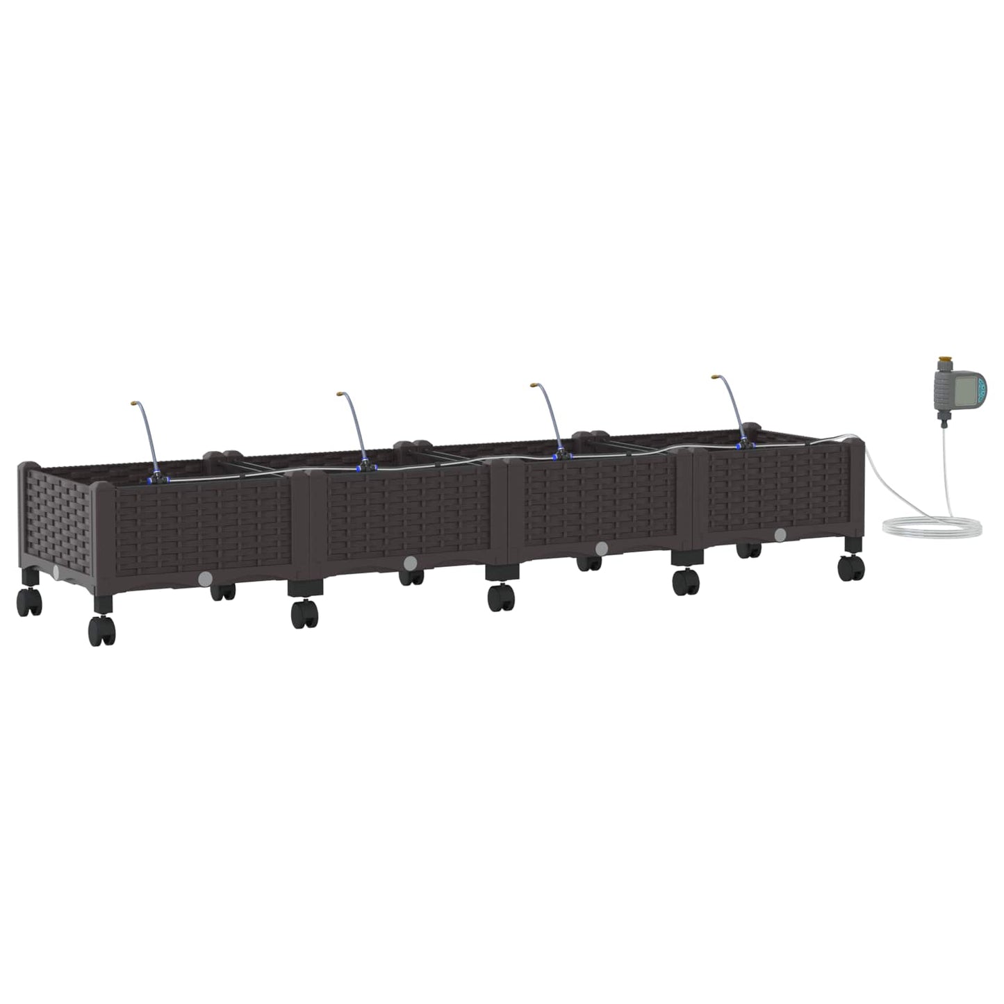 Tuin Pot met Irrigatie en Wielen 4 st Bruin 160 x 40 x 28 cm PP