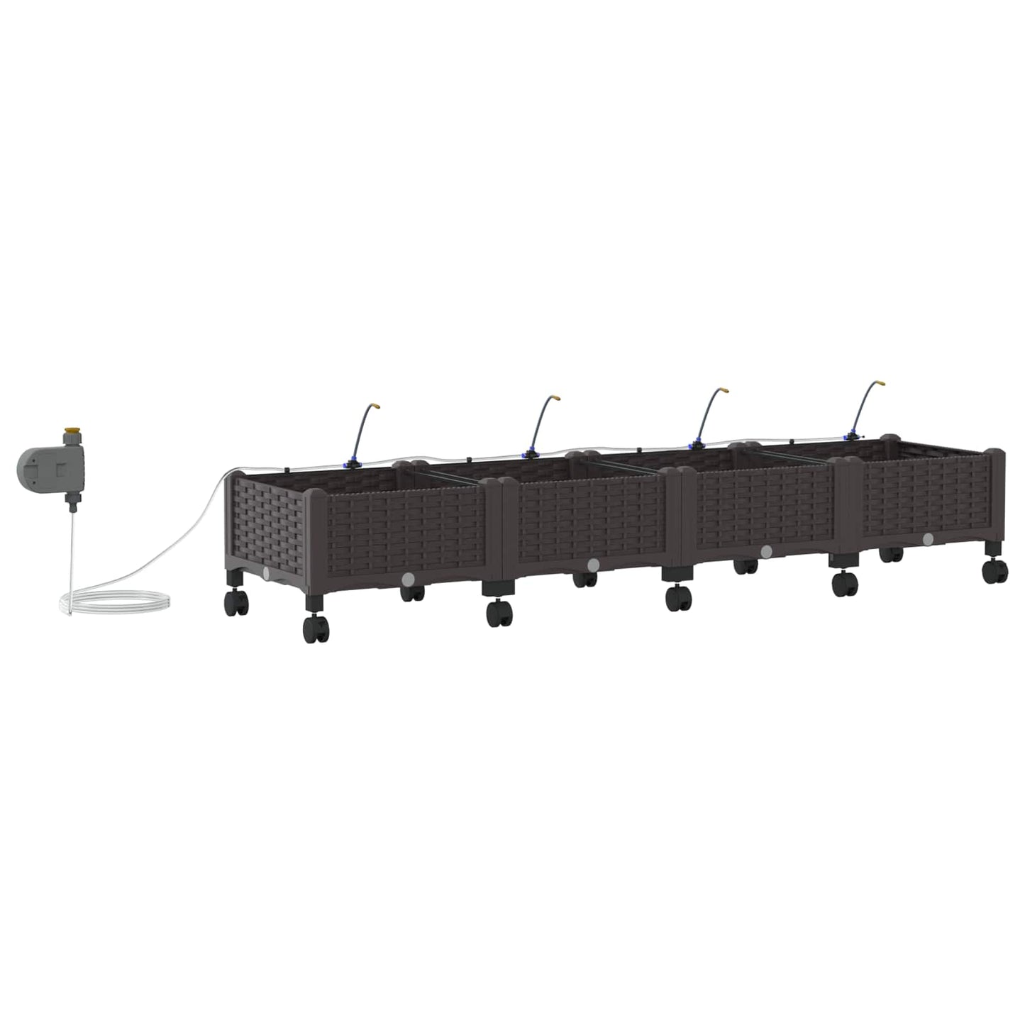 Tuin Pot met Irrigatie en Wielen 4 st Bruin 160 x 40 x 28 cm PP