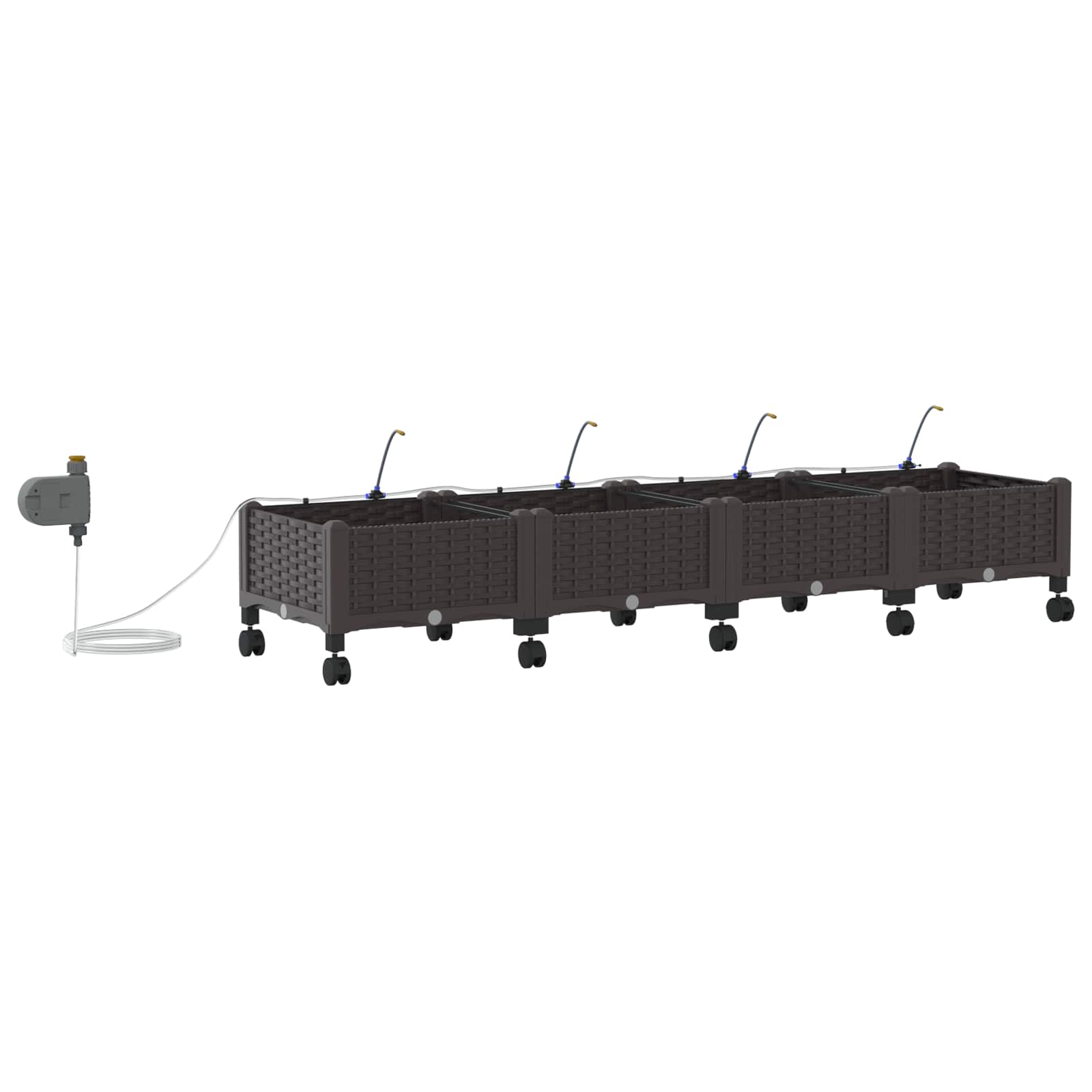 Tuin Pot met Irrigatie en Wielen 4 st Bruin 160 x 40 x 28 cm PP