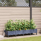 Bloempot 160x40x28 cm grijs set van 4 met wielen