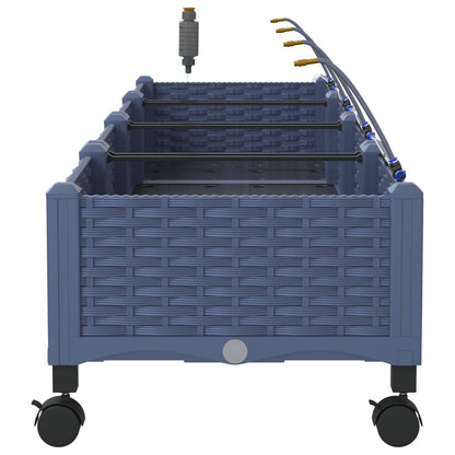 Tuin Pot met Irrigatie en Wielen 4 st Grijs 160 x 40 x 28 cm PP