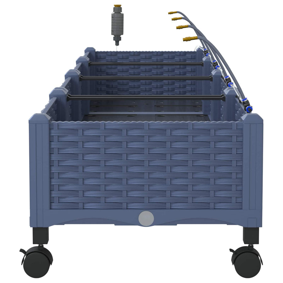 Tuin Pot met Irrigatie en Wielen 4 st Grijs 160 x 40 x 28 cm PP