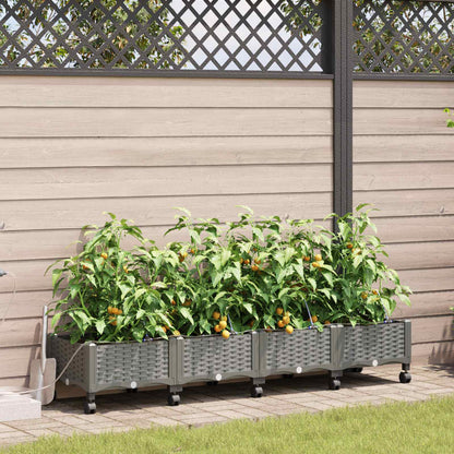 Tuin Pot met Irrigatie en Wielen 4 st Lichtgrijs PP