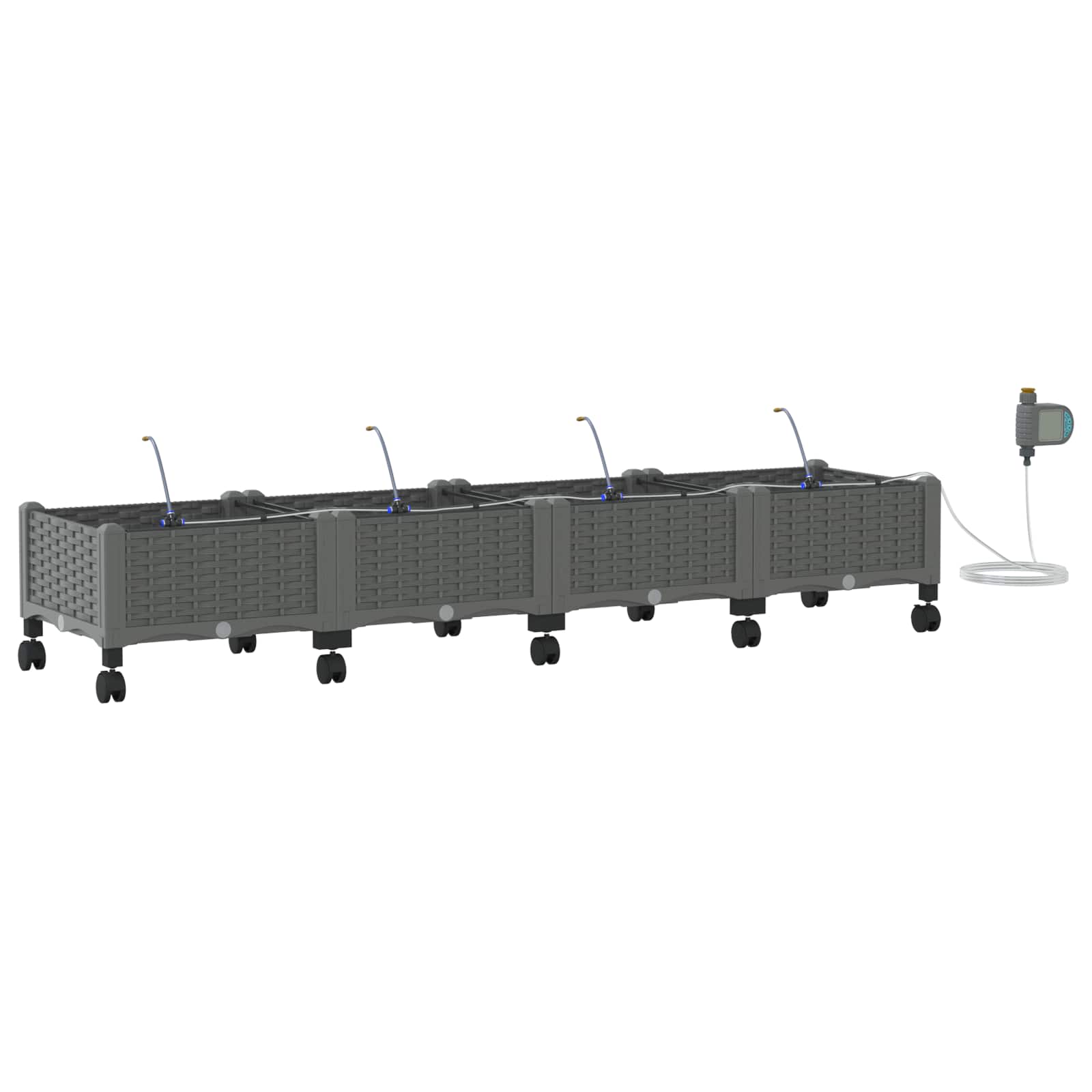 Tuin Pot met Irrigatie en Wielen 4 st Lichtgrijs PP
