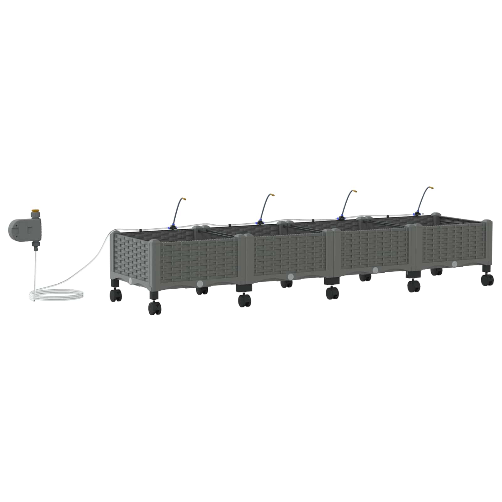 Tuin Pot met Irrigatie en Wielen 4 st Lichtgrijs PP