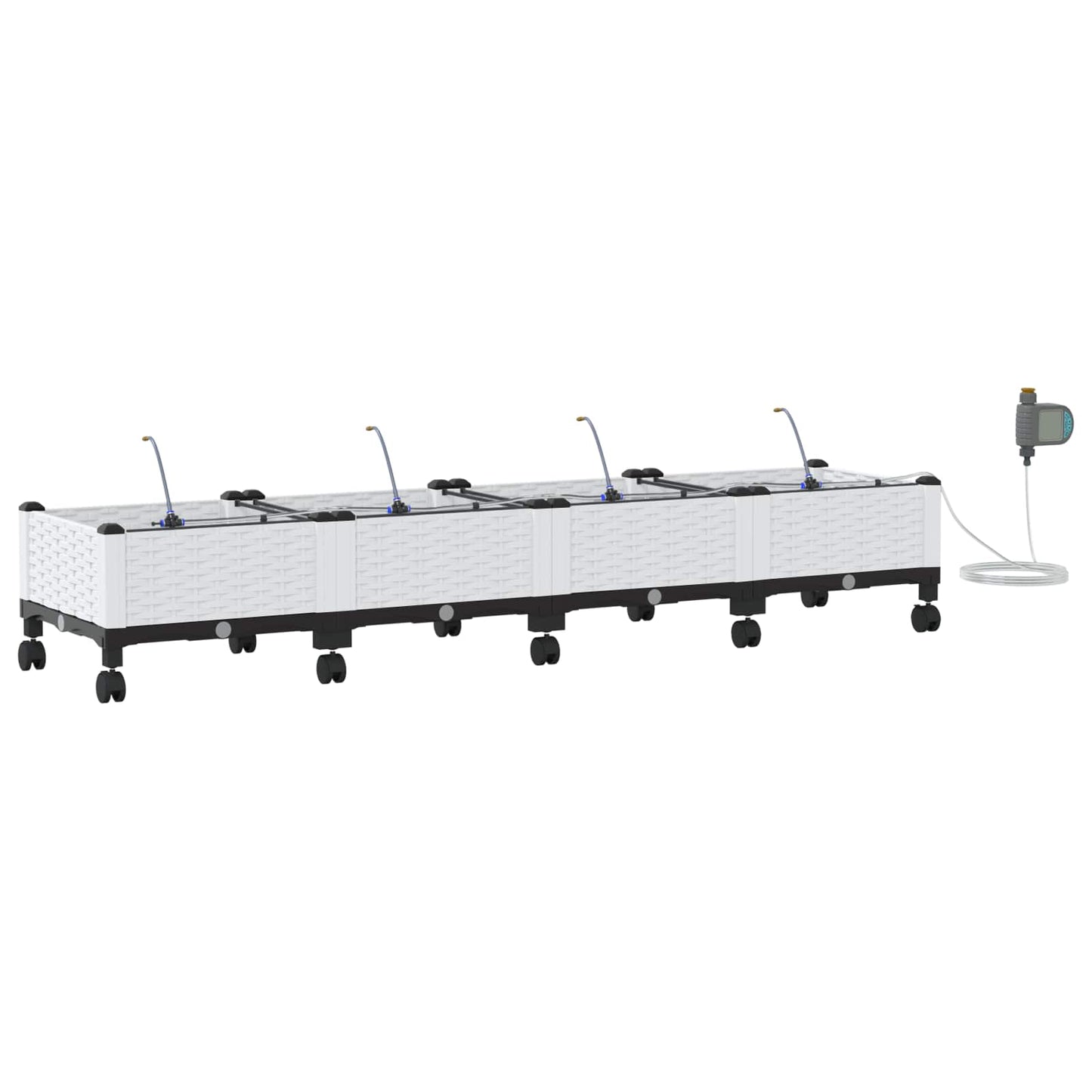 Tuin Pot met Irrigatie en Wielen 4 st Wit 160 x 40 x 28 cm PP