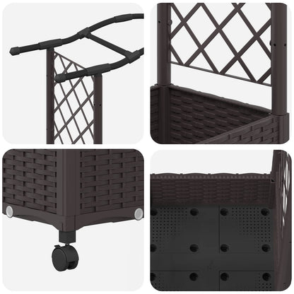Verhoogd Bed met Trellis en Dak Bruin 207 x 40 x 129 cm PP