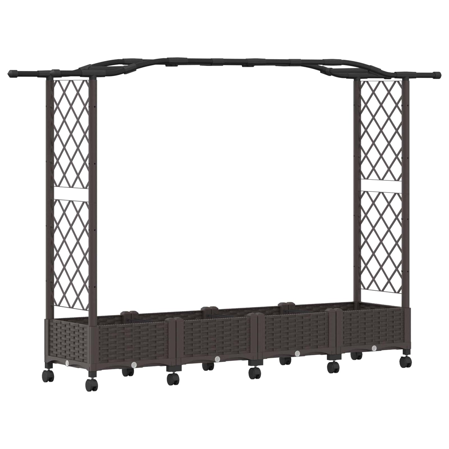 Verhoogd Bed met Trellis en Dak Bruin 207 x 40 x 129 cm PP