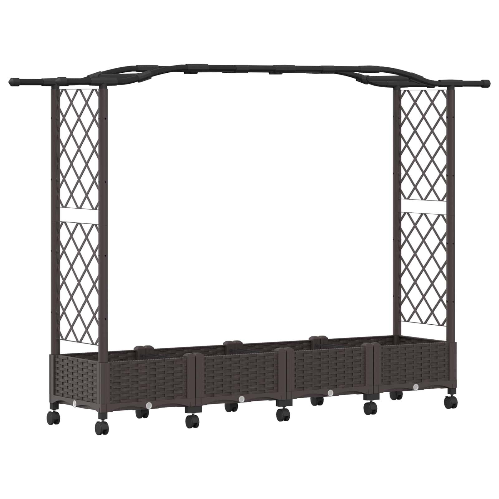 Verhoogd Bed met Trellis en Dak Bruin 207 x 40 x 129 cm PP
