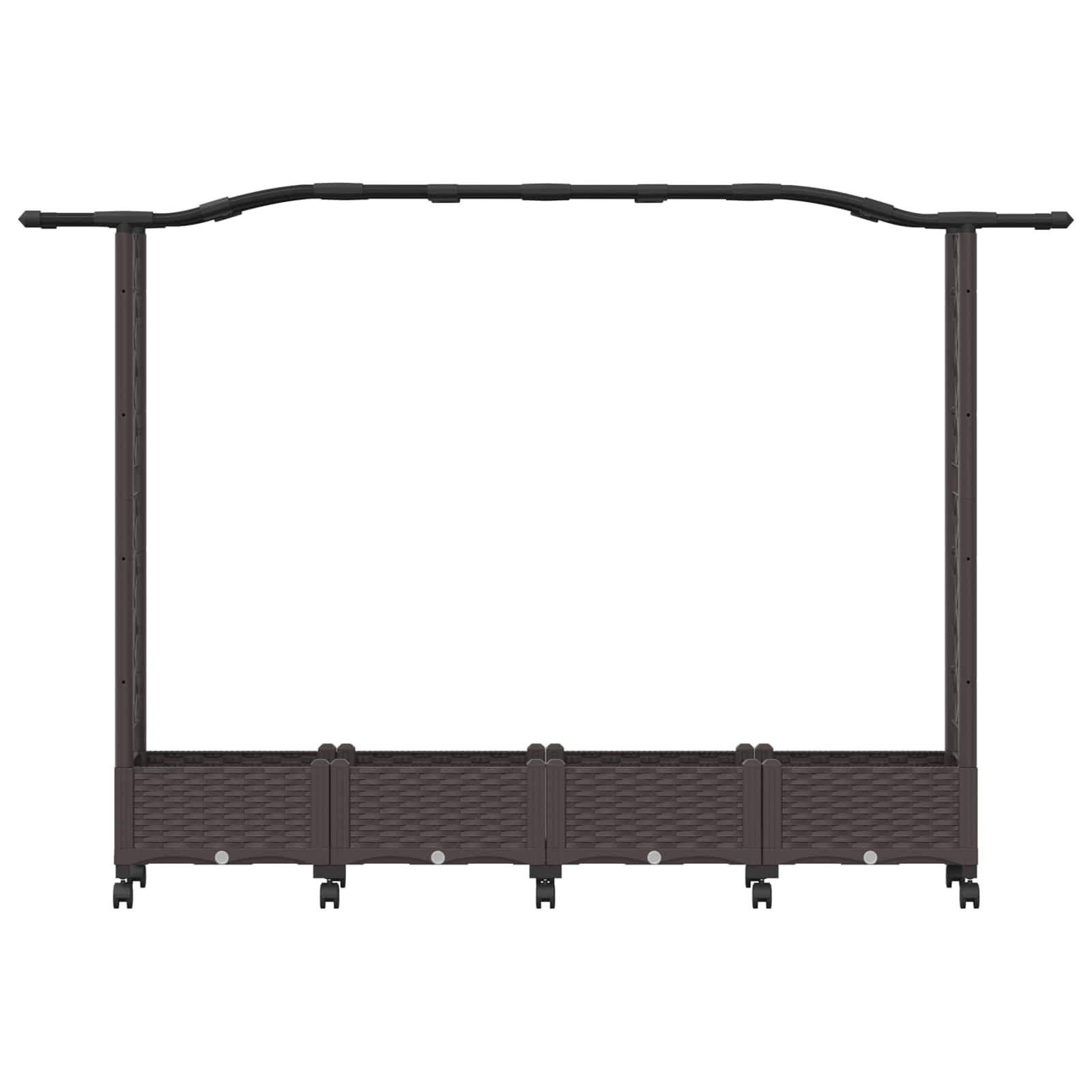 Verhoogd Bed met Trellis en Dak Bruin 207 x 40 x 129 cm PP