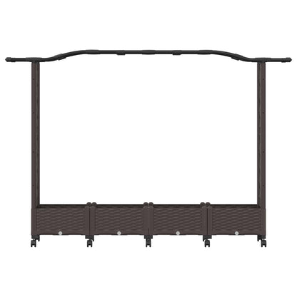Verhoogd Bed met Trellis en Dak Bruin 207 x 40 x 129 cm PP