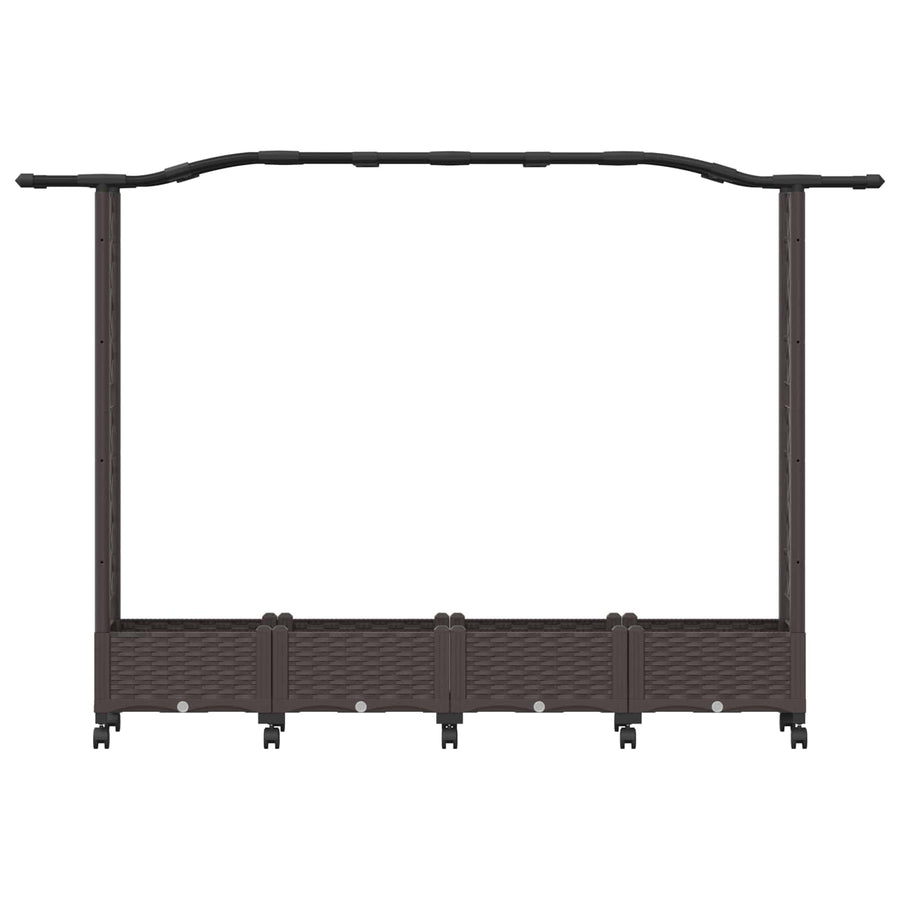 Verhoogd Bed met Trellis en Dak Bruin 207 x 40 x 129 cm PP