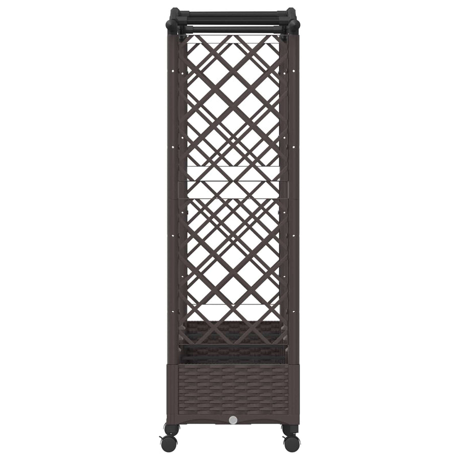 Verhoogd Bed met Trellis en Dak Bruin 207 x 40 x 129 cm PP