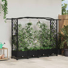 Verhoogd tuinbed met dak en trellis 207x40x129 cm zwart