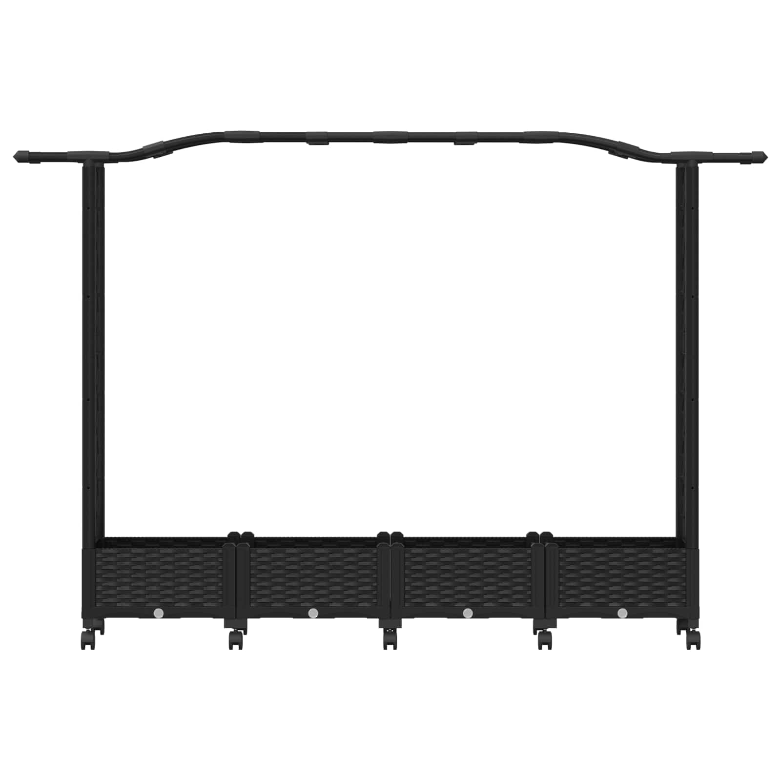 Verhoogd Bed met Trellis en Dak Zwart 207 x 40 x 129 cm PP