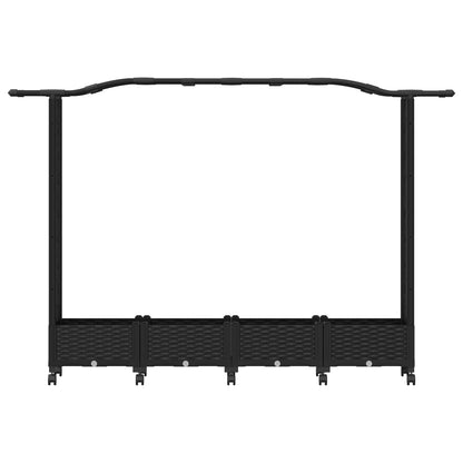 Verhoogd Bed met Trellis en Dak Zwart 207 x 40 x 129 cm PP