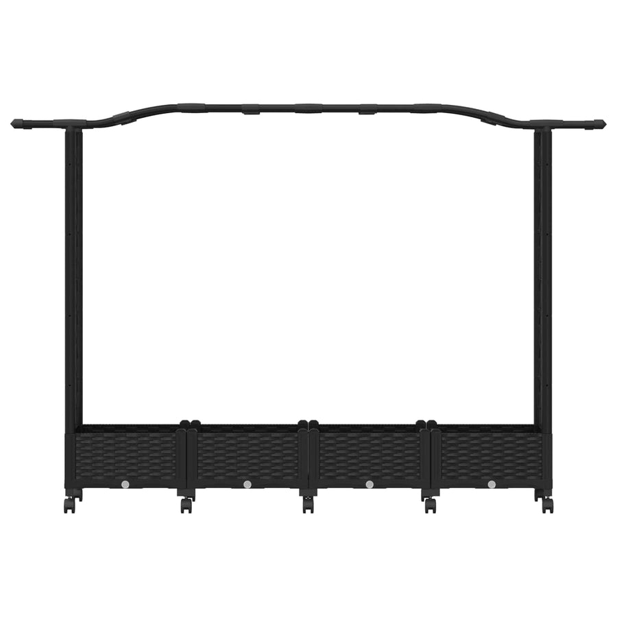 Verhoogd Bed met Trellis en Dak Zwart 207 x 40 x 129 cm PP