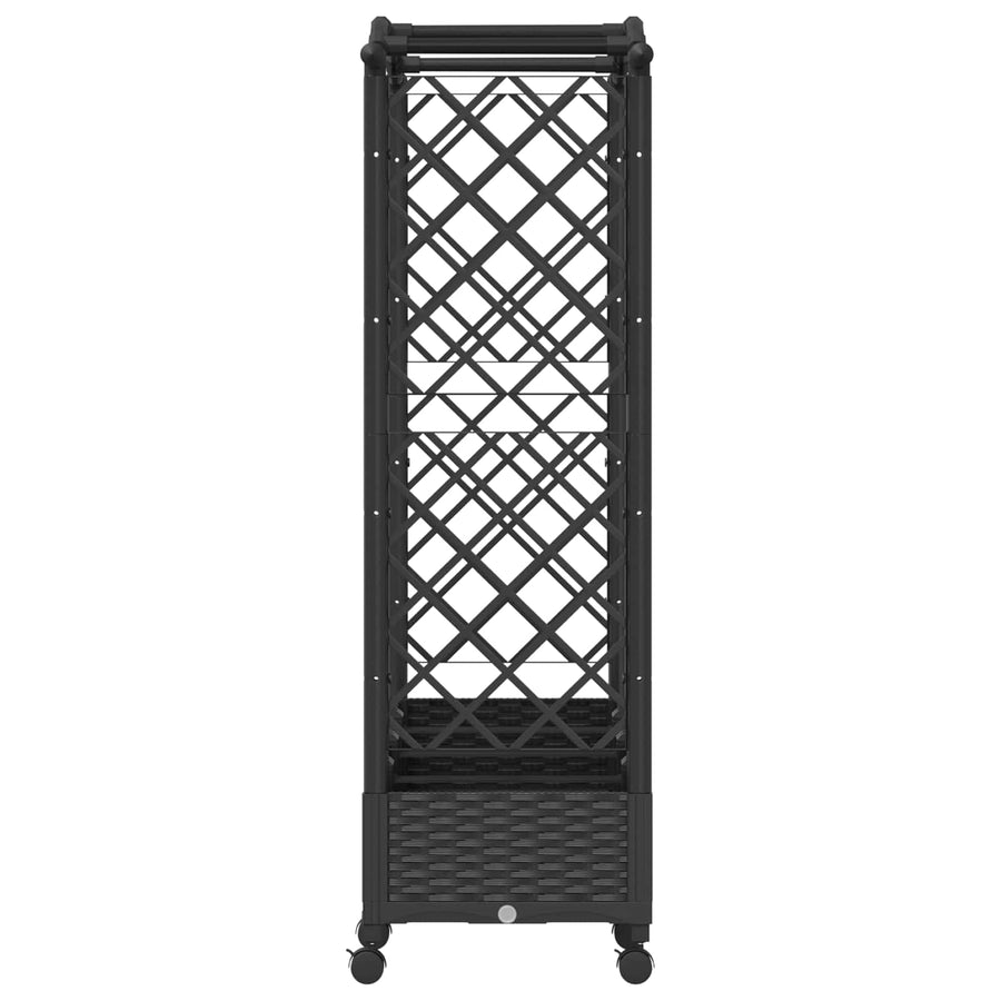 Verhoogd Bed met Trellis en Dak Zwart 207 x 40 x 129 cm PP
