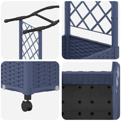 Verhoogd Bed met Trellis en Dak Grijs 207 x 40 x 129 cm PP