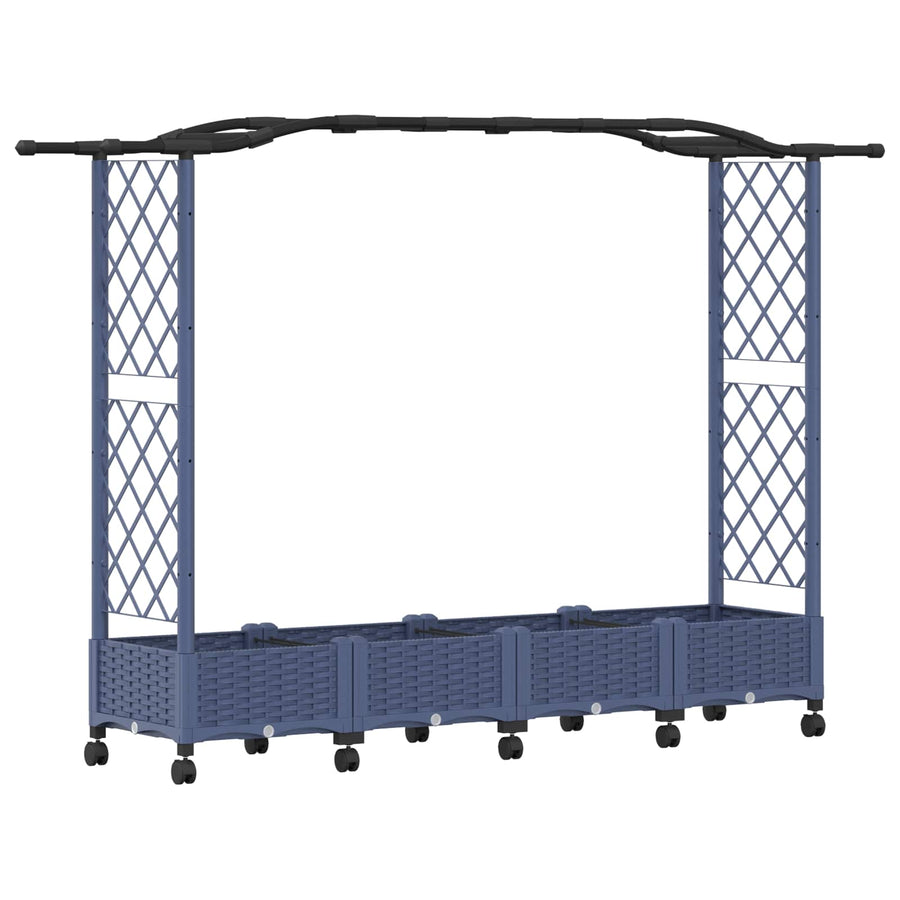 Verhoogd Bed met Trellis en Dak Grijs 207 x 40 x 129 cm PP
