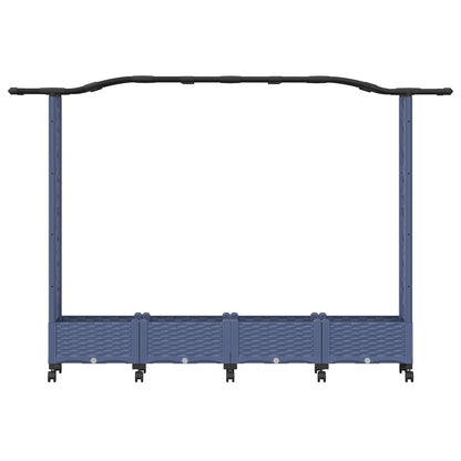 Verhoogd Bed met Trellis en Dak Grijs 207 x 40 x 129 cm PP