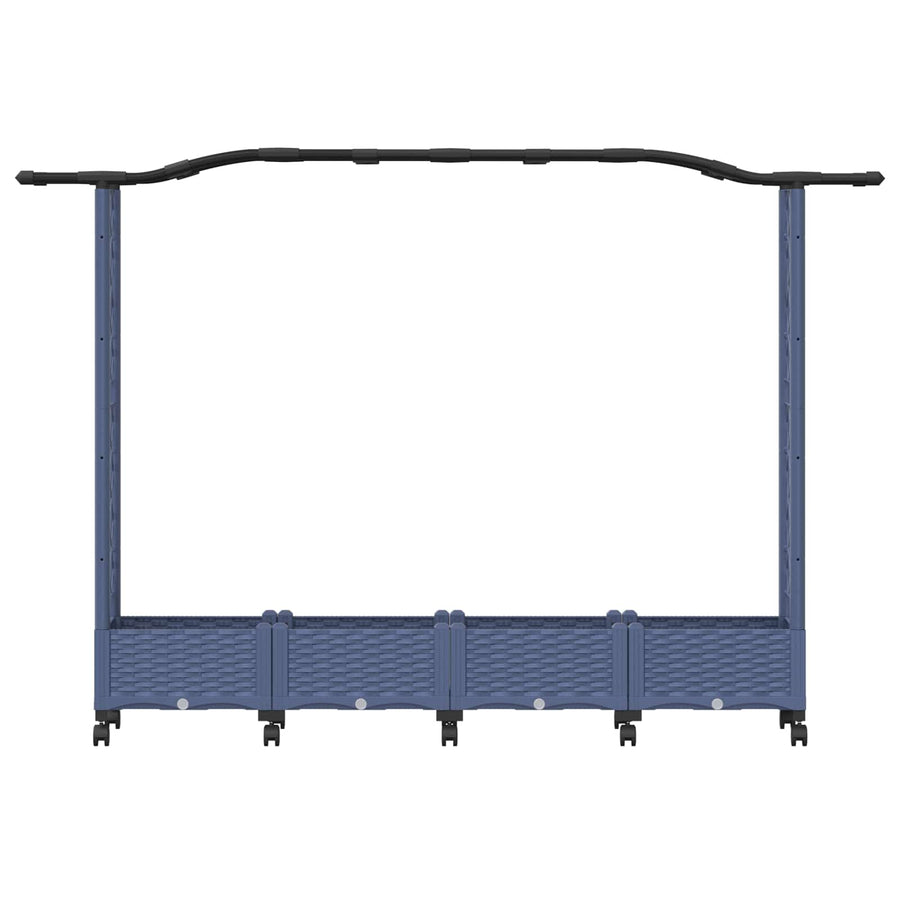 Verhoogd Bed met Trellis en Dak Grijs 207 x 40 x 129 cm PP