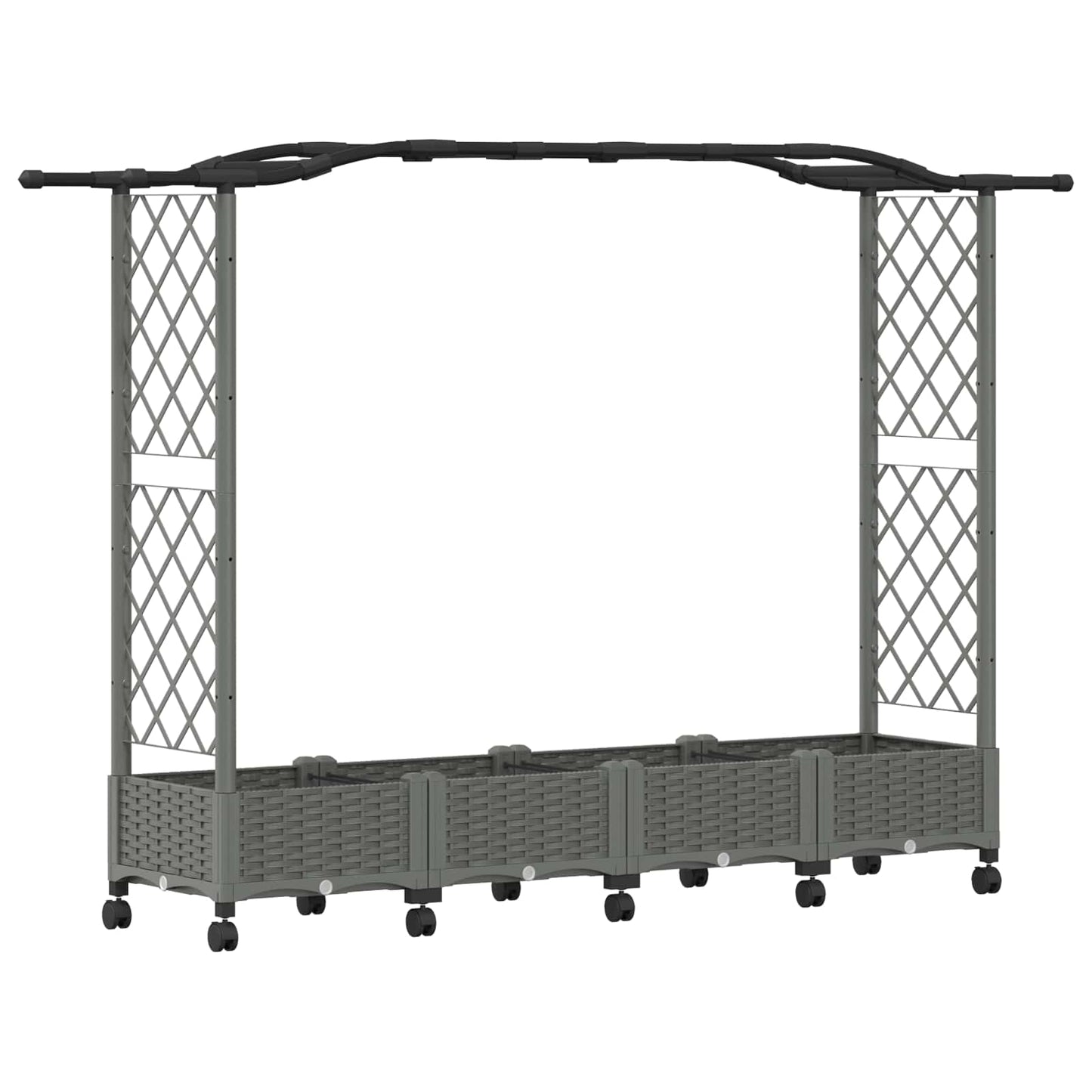 Verhoogd Bed met Trellis en Dak Lichtgrijs 207 x 40 x 129 cm PP