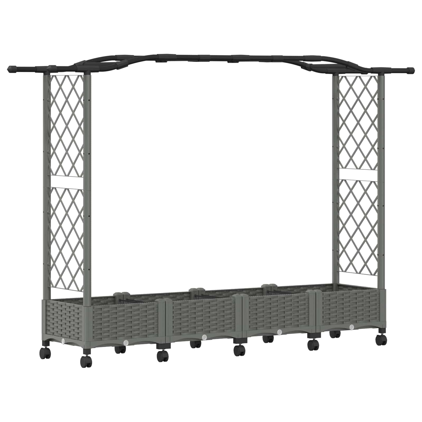 Verhoogd Bed met Trellis en Dak Lichtgrijs 207 x 40 x 129 cm PP