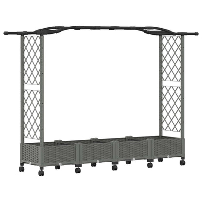Verhoogd Bed met Trellis en Dak Lichtgrijs 207 x 40 x 129 cm PP