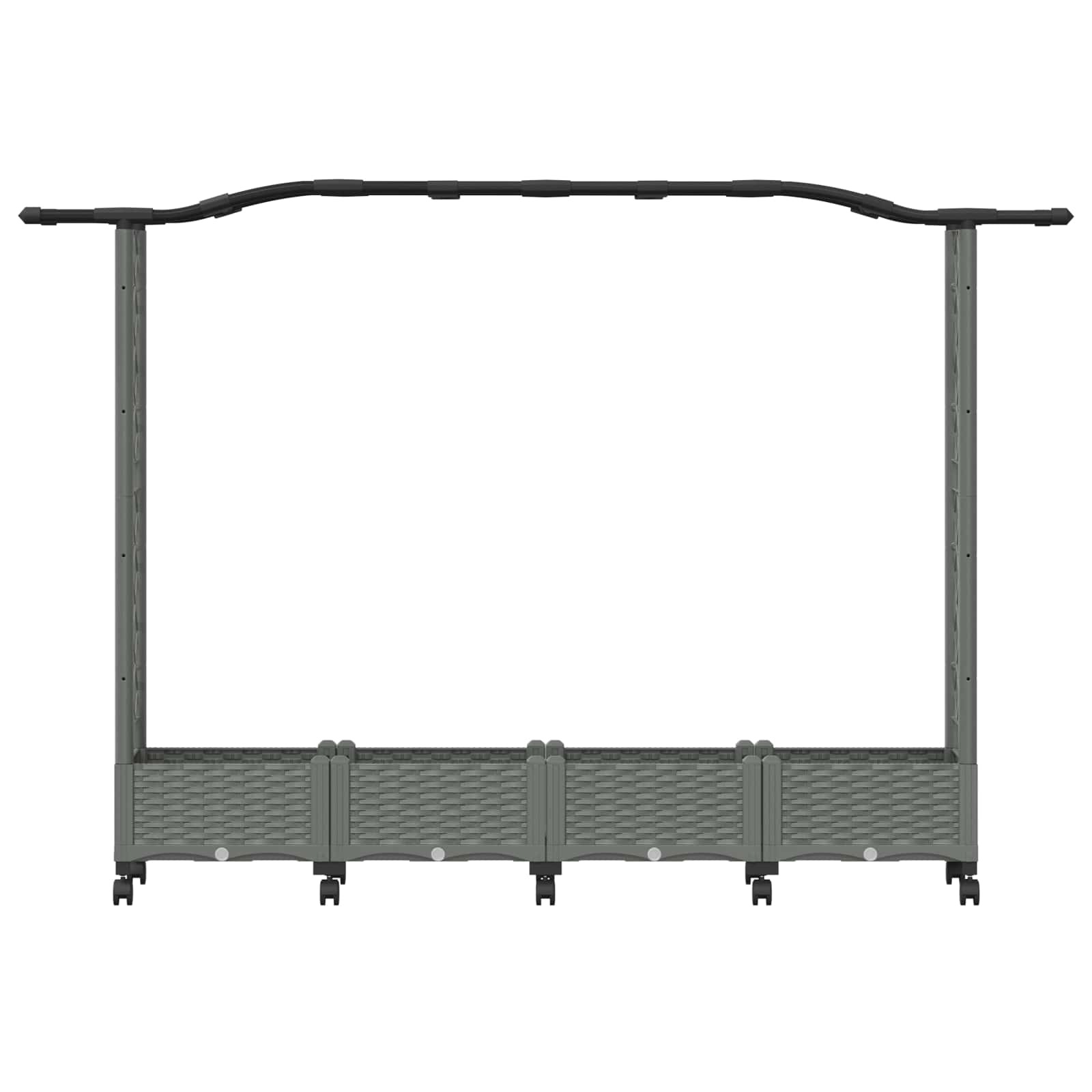 Verhoogd Bed met Trellis en Dak Lichtgrijs 207 x 40 x 129 cm PP